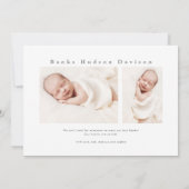 シンプルタイポグラフィベビーフォト誕生 案内状 (裏面)