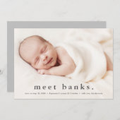 シンプルタイポグラフィベビーフォト誕生 案内状 (正面/裏面)