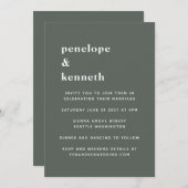 シンプルタイポグラフィミニマモダンリス結婚ズ 招待状 (正面/裏面)