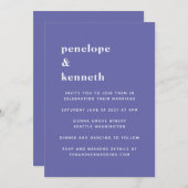 シンプルタイポグラフィミニマモダンリス結婚プルズ 招待状 (正面/裏面)