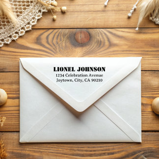 シンプルタイポグラフィミニマルステンシル差出人住所 ラバースタンプ