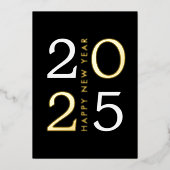 シンプルタイポグラフィミニマルハッピーニューイヤー2025 箔シーズンカード (正面)
