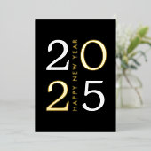 シンプルタイポグラフィミニマルハッピーニューイヤー2025 箔シーズンカード (立ち正面)