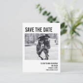 シンプルタイポグラフィミニマル写真の保存日付 案内ポストカード (スタンド正面)