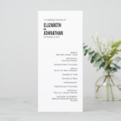 シンプルタイポグラフィミニマル結婚式 プログラムカード プログラム (スタンド正面)