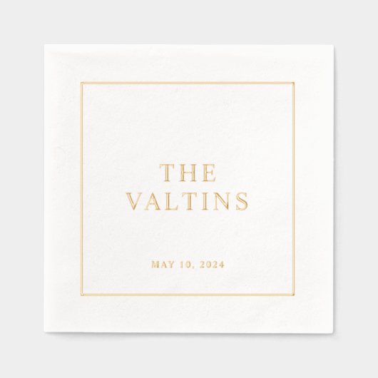 シンプルタイポグラフィミニマル結婚s 箔ナプキン (正面)