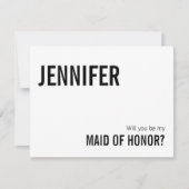シンプルタイポグラフィメイド・オブ・オーナー（花嫁付き添い人）提案カード ノートカード (正面)