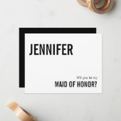 シンプルタイポグラフィメイド・オブ・オーナー（花嫁付き添い人）提案カード ノートカード (正面/裏面インサイチュ)