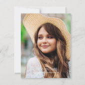 シンプルタイポグラフィメモリ写真記念返信 ノートカード (裏面)