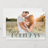 シンプルタイポグラフィモダンオリーブ幸せ写真 シーズンカード (正面)