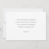 シンプルタイポグラフィモダンカスタムウェディングフォト サンキューカード (裏面)