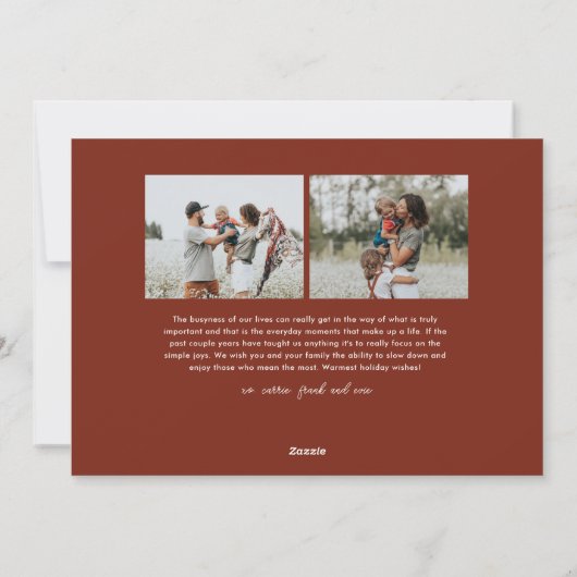 シンプルタイポグラフィモダンカラーブロック写真 シーズンカード (裏面)