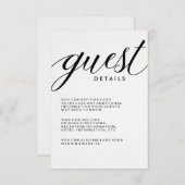 シンプルタイポグラフィモダンゲスト情報 エンクロージャーカード (正面/裏面)