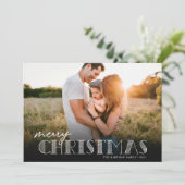 シンプルタイポグラフィモダンシルバークリスマスフォト シーズンカード (スタンド正面)