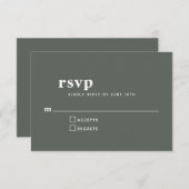 シンプルタイポグラフィモダンセージフォレ結婚スト 出欠カード (正面/裏面)