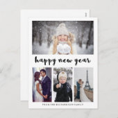シンプルタイポグラフィモダンハッピーニューイヤーと写真 シーズンポストカード (正面/裏面)