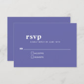 シンプルタイポグラフィモダンパープル結婚ズ 出欠カード (正面/裏面)