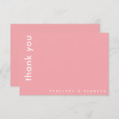 シンプルタイポグラフィモダンピンクカスタムウェディング サンキューカード (正面/裏面)