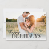 シンプルタイポグラフィモダンブラックハッピーフォト シーズンカード (正面)