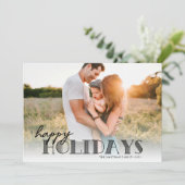 シンプルタイポグラフィモダンブラックハッピーフォト シーズンカード (スタンド正面)