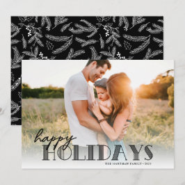 シンプルタイポグラフィモダンブラックハッピーフォト シーズンカード
