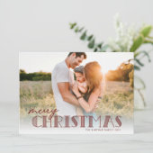 シンプルタイポグラフィモダンブルゴーニュのクリスマスフォト シーズンカード (スタンド正面)