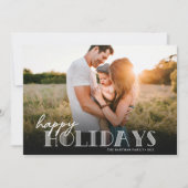 シンプルタイポグラフィモダンホワイトハッピーフォト シーズンカード (正面)