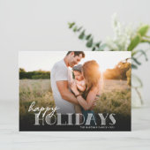 シンプルタイポグラフィモダンホワイトハッピーフォト シーズンカード (スタンド正面)