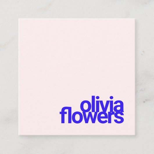 シンプルタイポグラフィモダンライトピンク スクエア名刺 (正面)