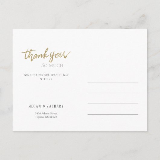 シンプルタイポグラフィモダン写真ありがとうはがき ポストカード (裏面)