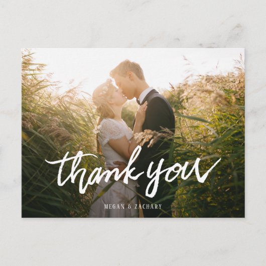 シンプルタイポグラフィモダン写真ありがとうはがき ポストカード (正面)