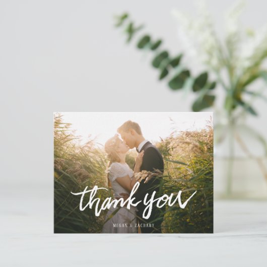 シンプルタイポグラフィモダン写真ありがとうはがき ポストカード (スタンド正面)