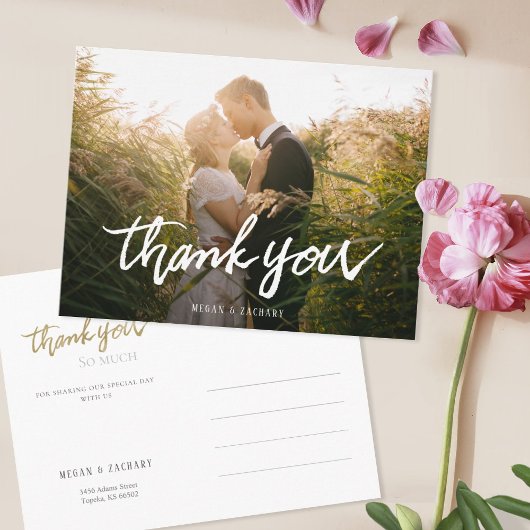 シンプルタイポグラフィモダン写真ありがとうはがき ポストカード