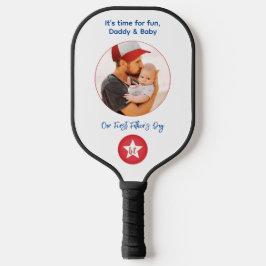 シンプルタイポグラフィモダン写真ファースト・ファーザーズ・デイ ピックルボールラケット