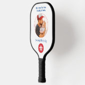 シンプルタイポグラフィモダン写真ファースト・ファーザーズ・デイ ピックルボールラケット (左)