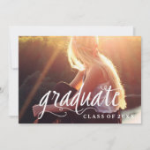 シンプルタイポグラフィモダン写真卒業会 招待状 (正面)