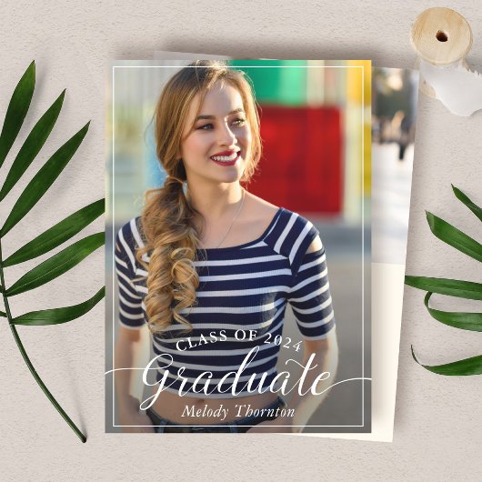 シンプルタイポグラフィモダン写真卒業会 招待状