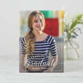 シンプルタイポグラフィモダン写真卒業会 招待状 (スタンド正面)