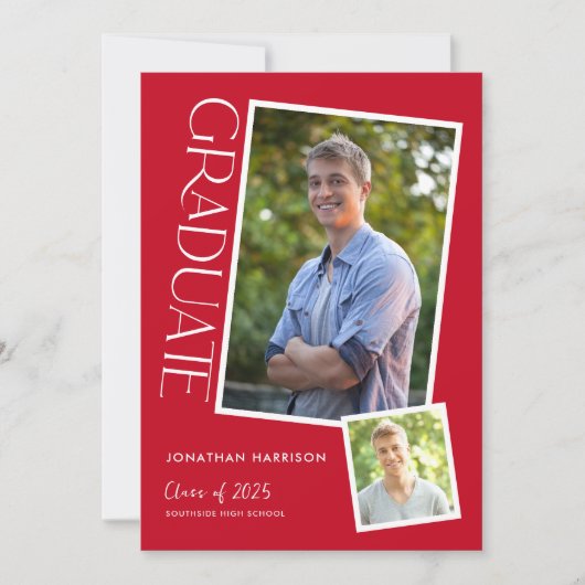 シンプルタイポグラフィモダン卒業党 招待状 (正面)