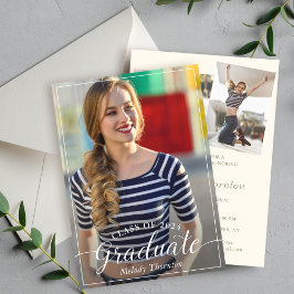 シンプルタイポグラフィモダン卒業式パーティー3写真 招待状