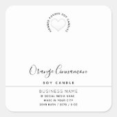 シンプルタイポグラフィモダン白ハートキャンドルスクー スクエアシール (正面)