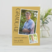 シンプルタイポグラフィモダン2写真卒業党 招待状 (スタンド正面)