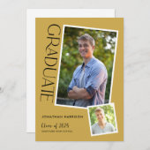 シンプルタイポグラフィモダン2写真卒業党 招待状 (正面/裏面)