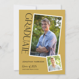 シンプルタイポグラフィモダン2写真卒業党 招待状