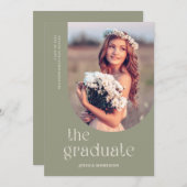 シンプルタイポグラフィユニークレイアウト卒業パーティー 招待状 (正面/裏面)