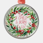 シンプルタイポグラフィレッドオーナメント メタルオーナメント (正面)