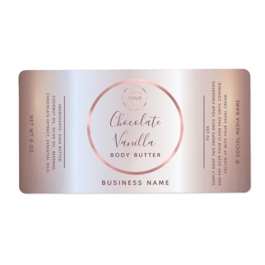 シンプルタイポグラフィ円バラ金ゴールド枠のロゴラベル ラベル (正面)