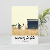 シンプルタイポグラフィ写真の日付の保存フランスの先 セーブザデート (スタンド正面)