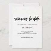 シンプルタイポグラフィ写真の日付の保存フランスの先 セーブザデート (裏面)