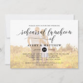 シンプルタイポグラフィ写真リハーサル昼食会 招待状 (正面)